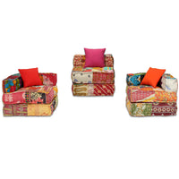 Thumbnail for 3-Sitzer Modularer Pouf Patchwork Stoff