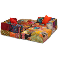 Thumbnail for 3-Sitzer Modularer Pouf Patchwork Stoff