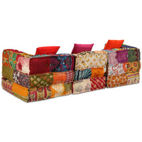 Thumbnail for 3-Sitzer Modularer Pouf Patchwork Stoff