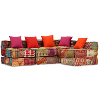 Thumbnail for 4-Sitzer Modularer Pouf Patchwork Stoff