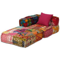 Thumbnail for 4-Sitzer Modularer Pouf Patchwork Stoff