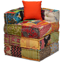 Thumbnail for 4-Sitzer Modularer Pouf Patchwork Stoff