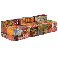 Thumbnail for 3-Sitzer Modularer Pouf Patchwork Stoff