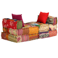 Thumbnail for 3-Sitzer Modularer Pouf Patchwork Stoff