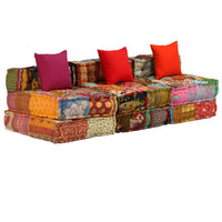 Thumbnail for 3-Sitzer Modularer Pouf Patchwork Stoff