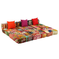 Thumbnail for 3-Sitzer Modularer Pouf Patchwork Stoff
