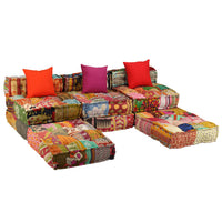 Thumbnail for 3-Sitzer Modularer Pouf Patchwork Stoff