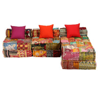 Thumbnail for 3-Sitzer Modularer Pouf Patchwork Stoff