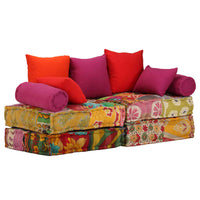 Thumbnail for 2-Sitzer Modularer Pouf Patchwork Stoff