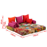 Thumbnail for 2-Sitzer Modularer Pouf Patchwork Stoff