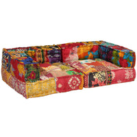 Thumbnail for 2-Sitzer Modularer Pouf Patchwork Stoff