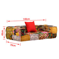 Thumbnail for 2-Sitzer Modularer Pouf Patchwork Stoff