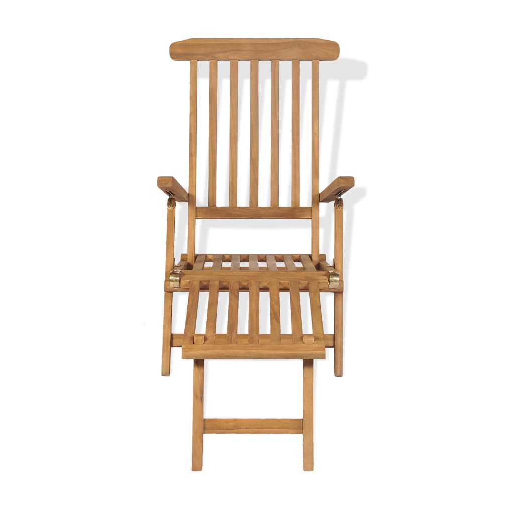 Liegestuhl mit Fußablage Massivholz Teak