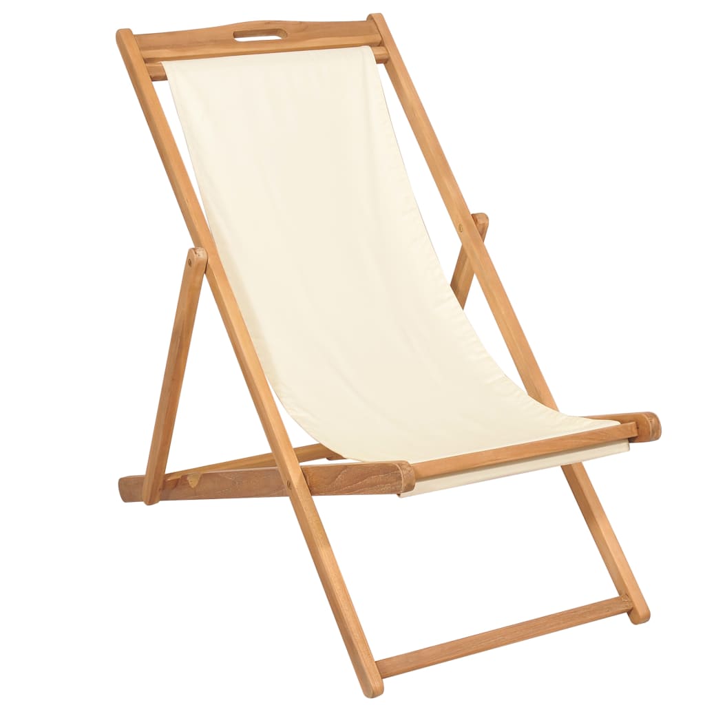 Liegestuhl Teak 56×105×96 cm Creme