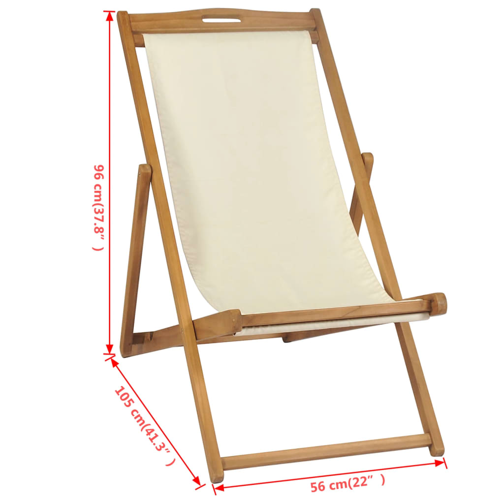 Liegestuhl Teak 56×105×96 cm Creme