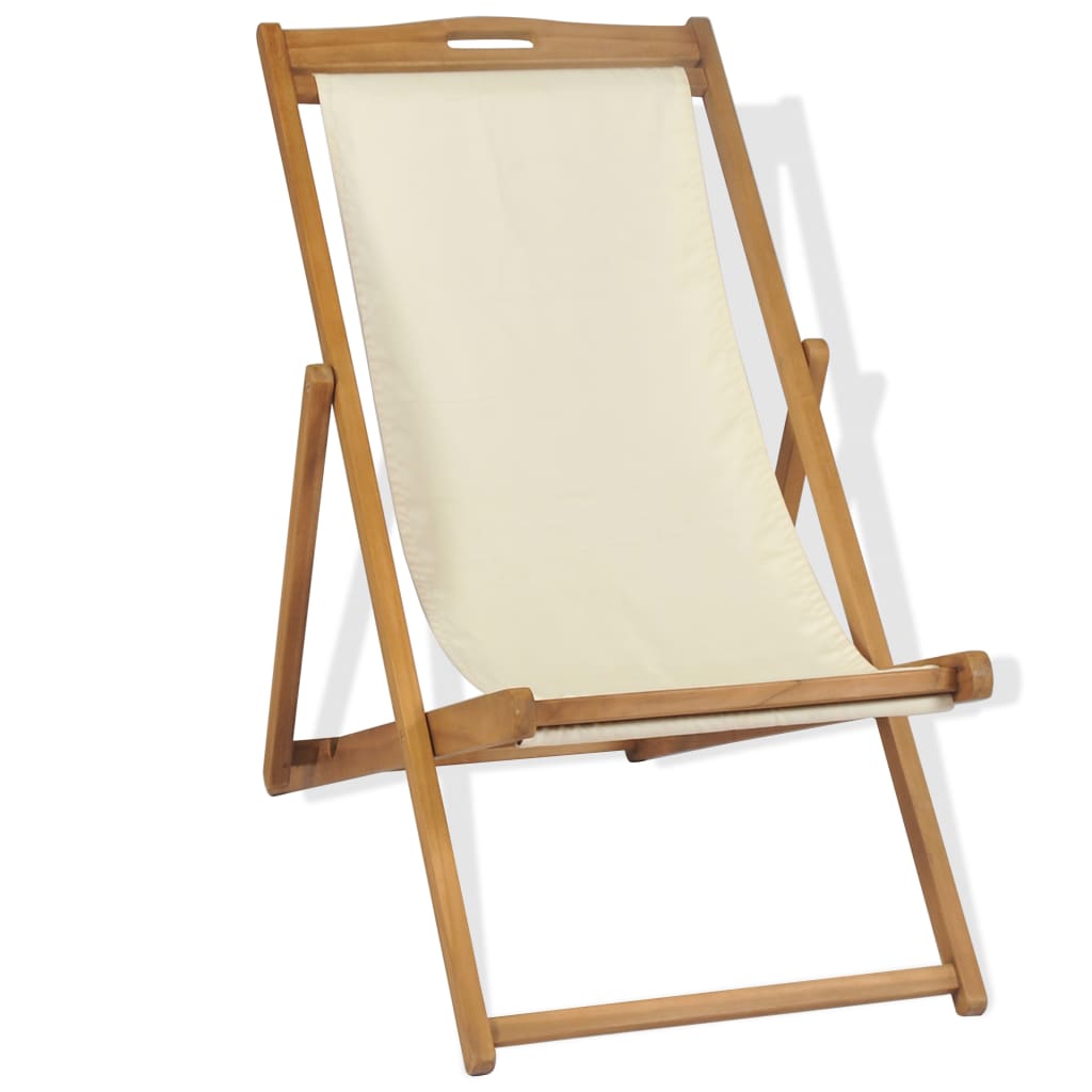 Liegestuhl Teak 56×105×96 cm Creme
