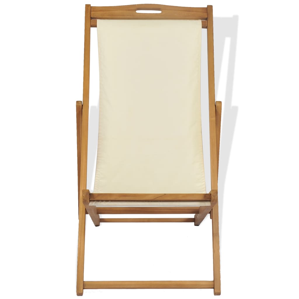 Liegestuhl Teak 56×105×96 cm Creme