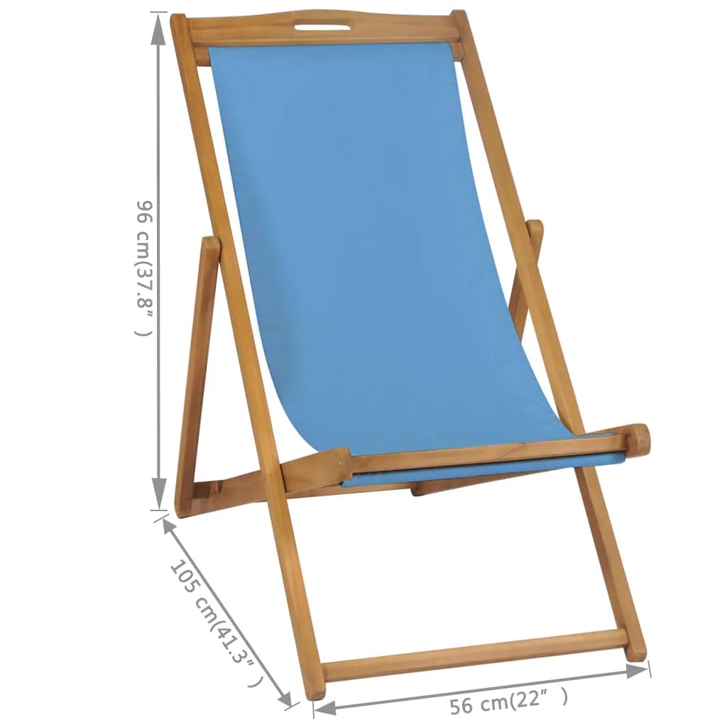 Liegestuhl Teak 56×105×96 cm Blau