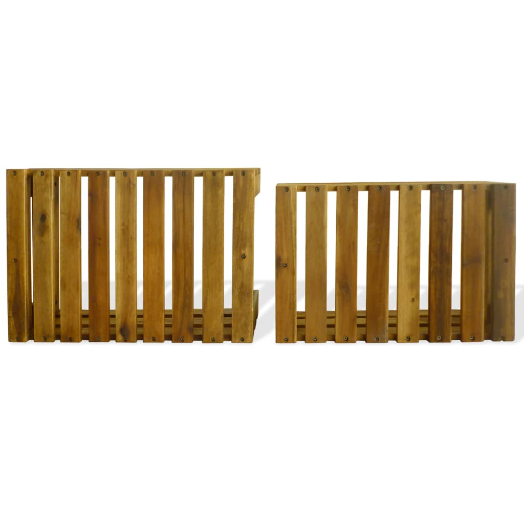 Apfelkisten-Set 2 Stk. Akazienholz Massiv