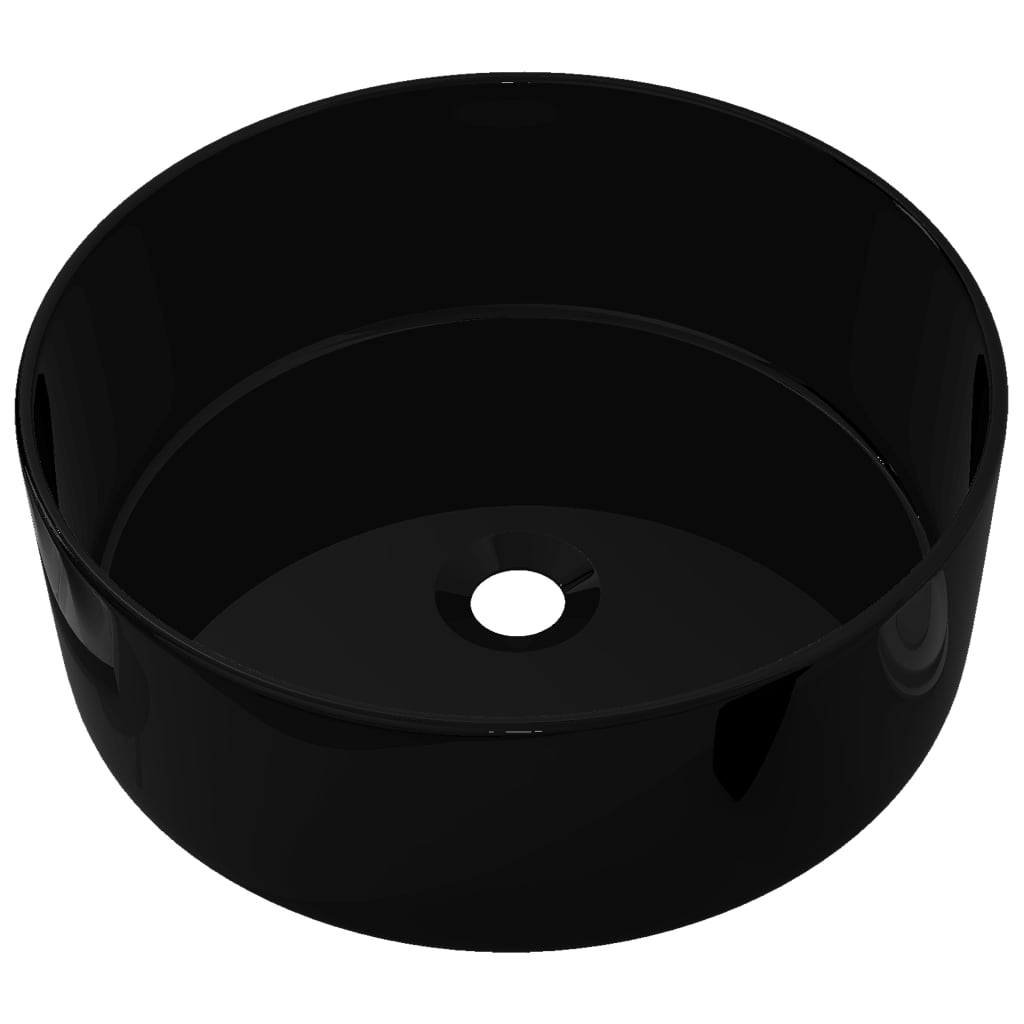 Waschbecken Keramik Rund Schwarz 40 x 15 cm