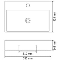 Thumbnail for Waschbecken mit Hahnloch Keramik Schwarz 76 x 42,5 x 14,5 cm