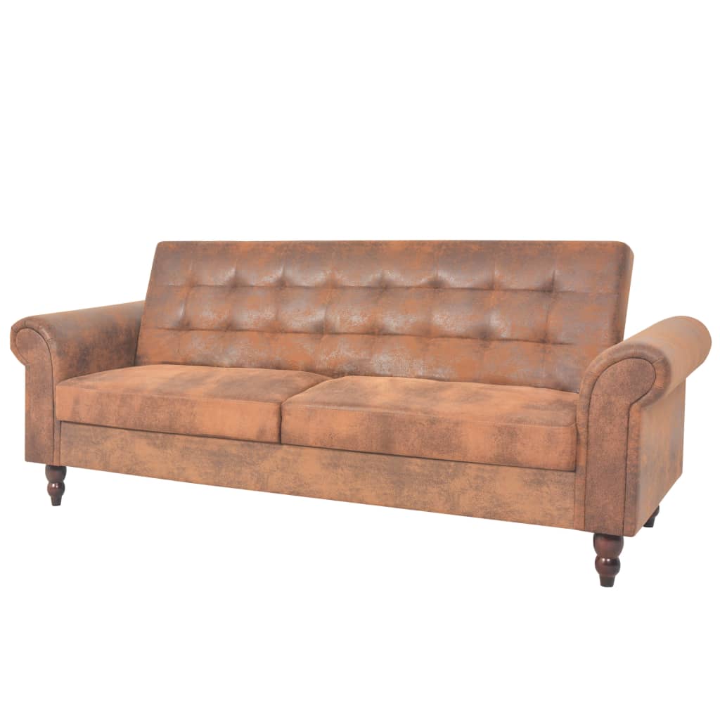 Schlafsofa mit Armlehnen Kunstleder braun