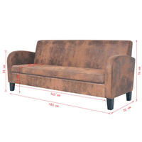 Thumbnail for 3-Sitzer Sofa Kunstleder Wildleder-Optik Braun