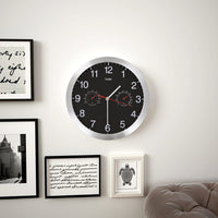 Thumbnail for Wanduhr mit Quarzwerk, Hygrometer und Thermometer 30 cm Schwarz