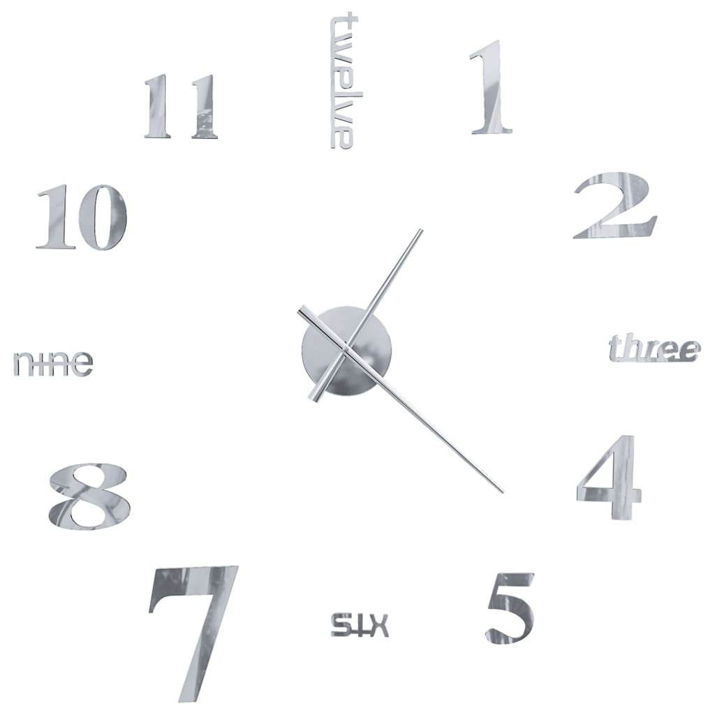 3D-Wanduhr Modernes Design 100 cm XXL Silbern