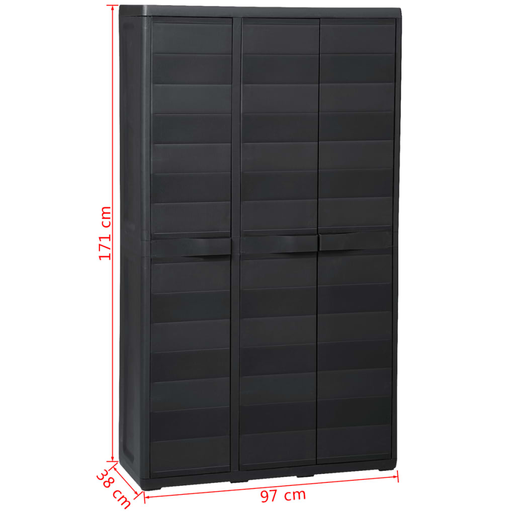 Gartenschrank mit 4 Regalen Schwarz