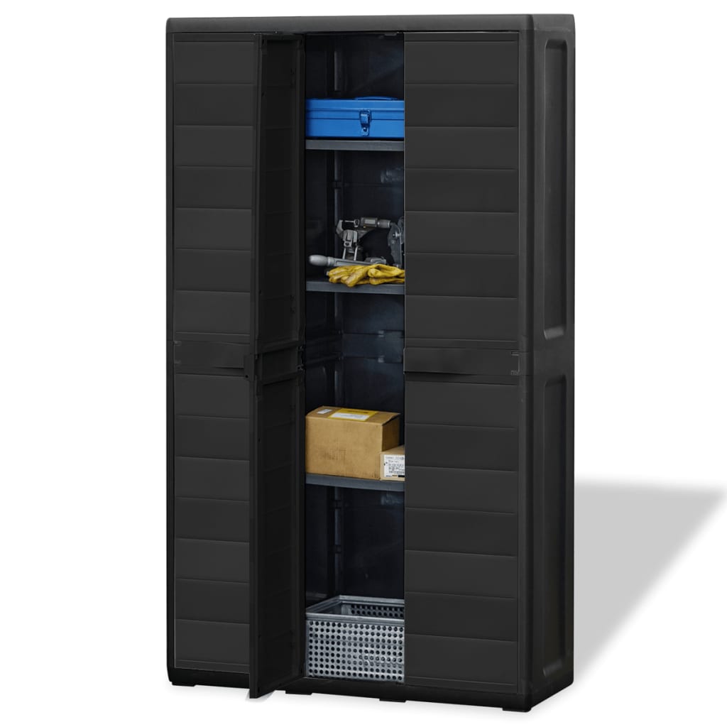 Gartenschrank mit 4 Regalen Schwarz