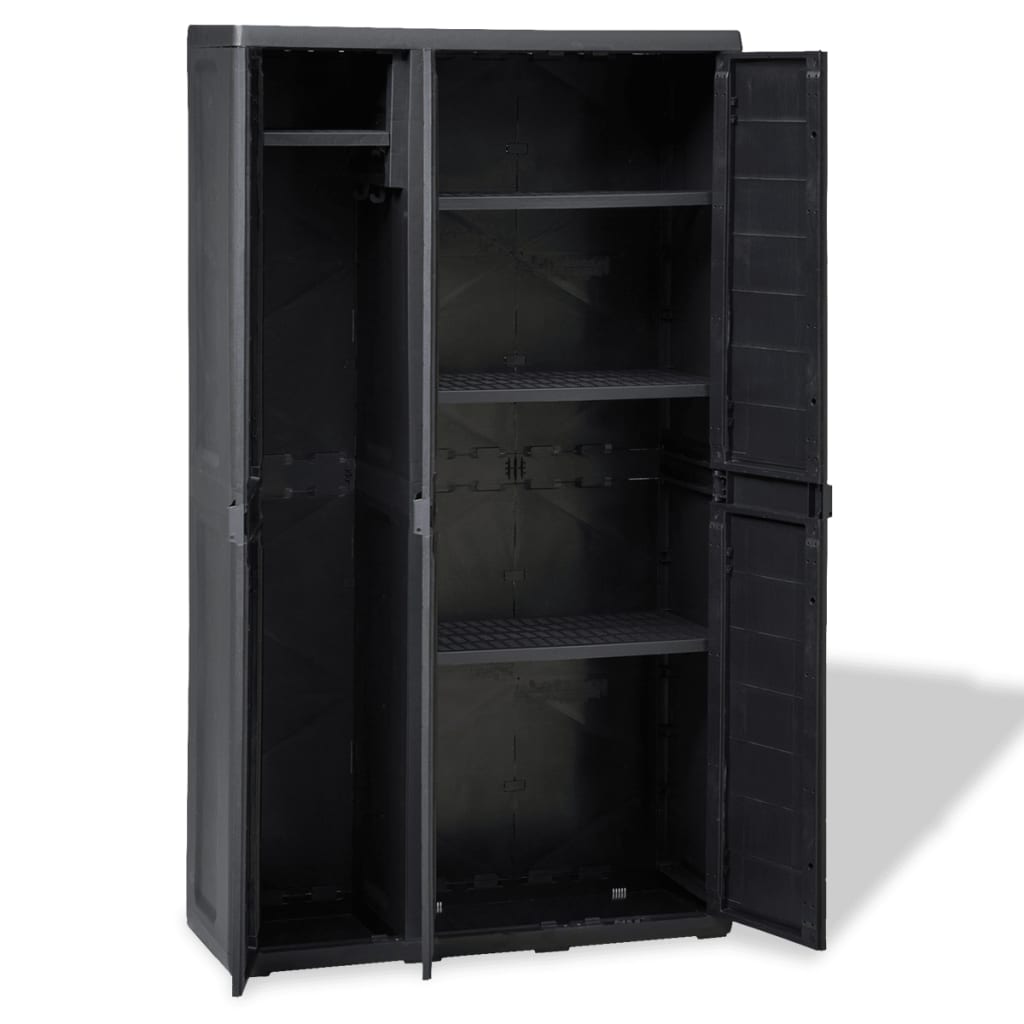 Gartenschrank mit 4 Regalen Schwarz