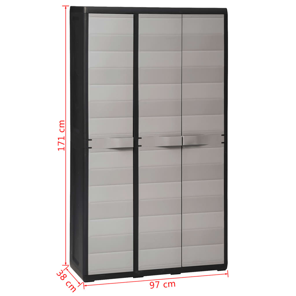 Gartenschrank mit 4 Regalen Schwarz und Grau
