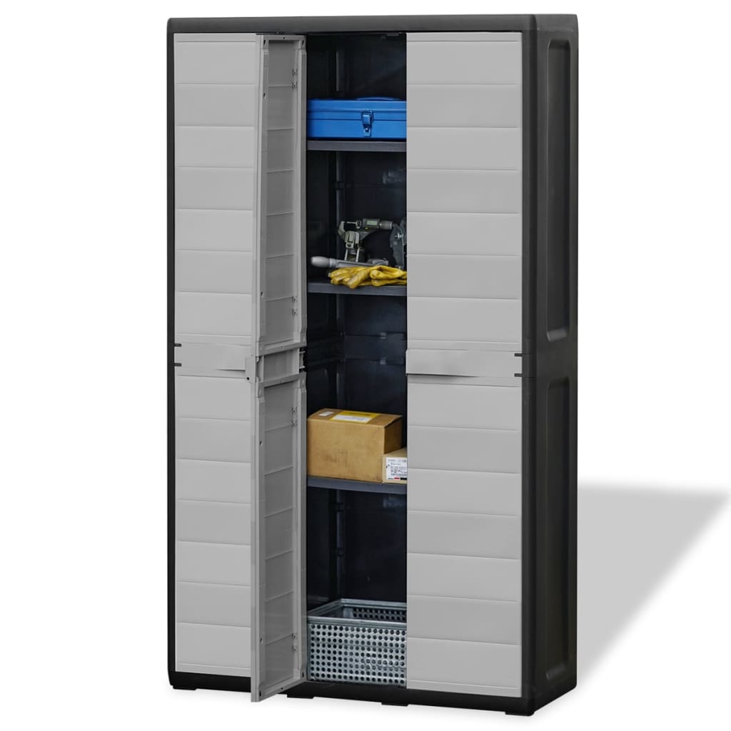 Gartenschrank mit 4 Regalen Schwarz und Grau
