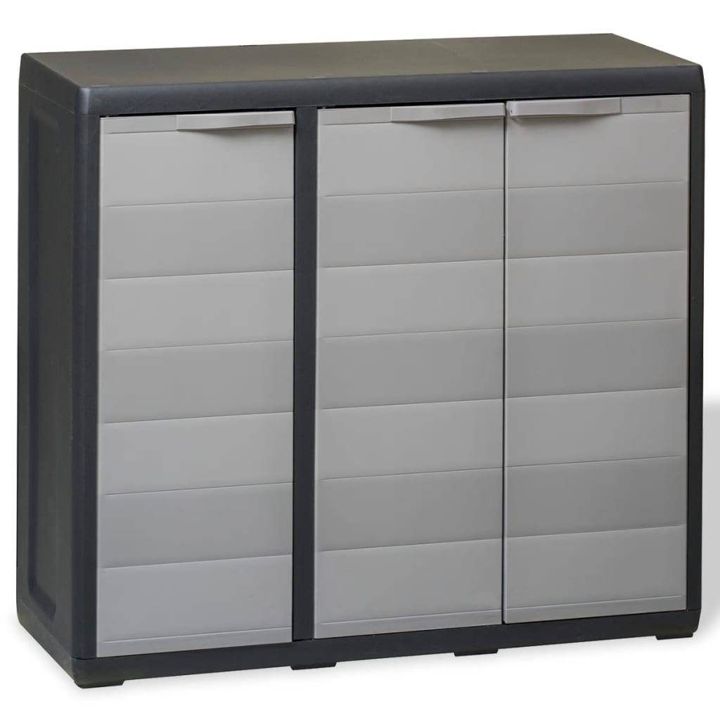 Gartenschrank mit 2 Regalen Schwarz und Grau