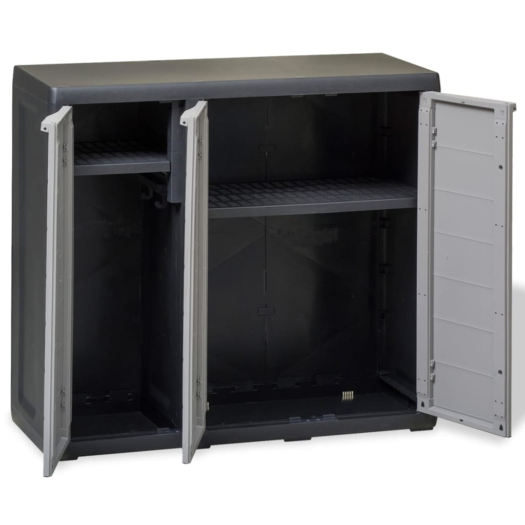 Gartenschrank mit 2 Regalen Schwarz und Grau