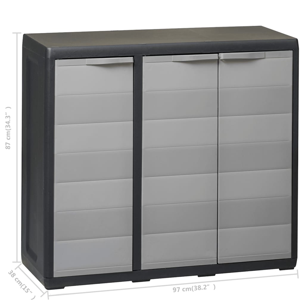 Gartenschrank mit 2 Regalen Schwarz und Grau