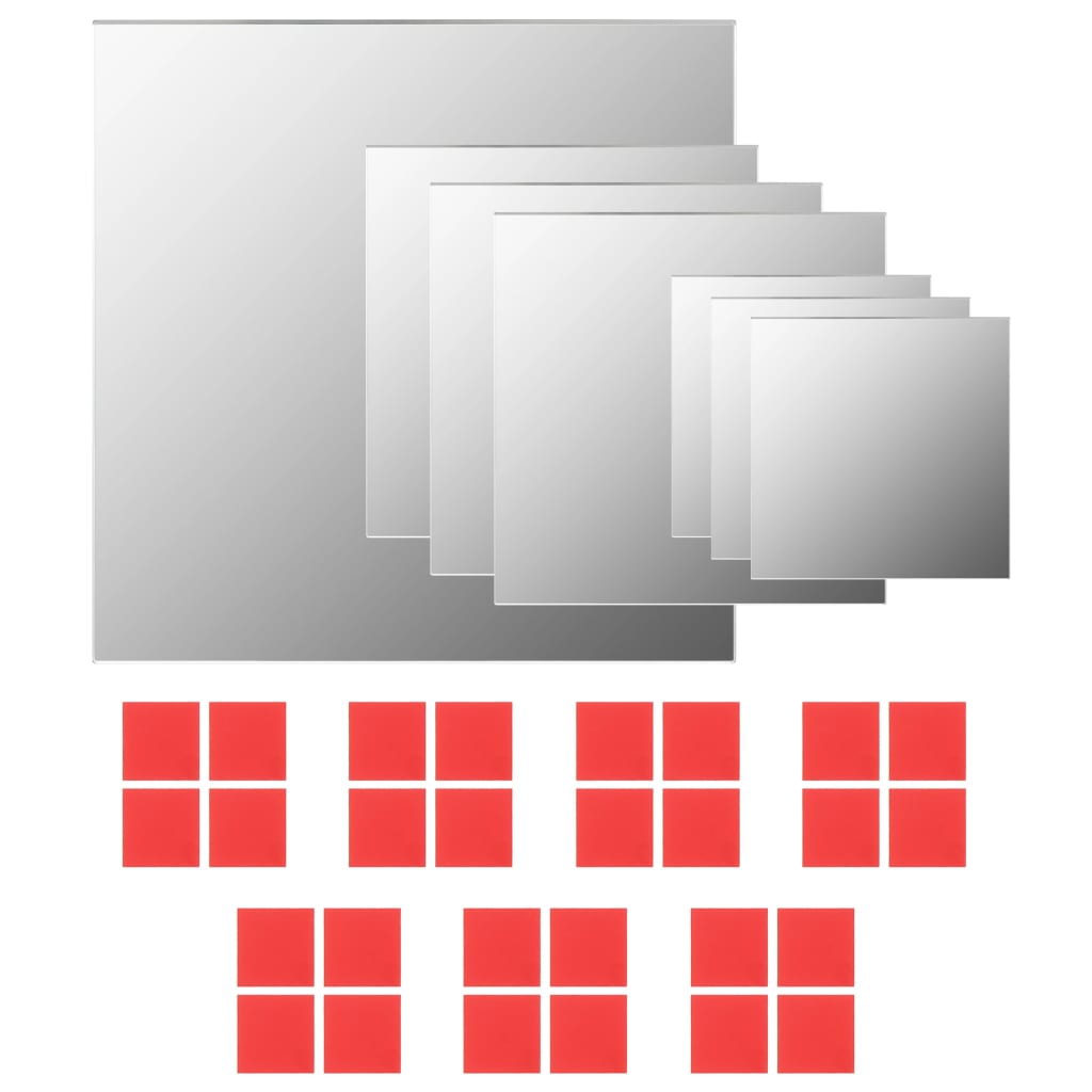 7-teiliges Wandspiegelset Quadratisch Glas