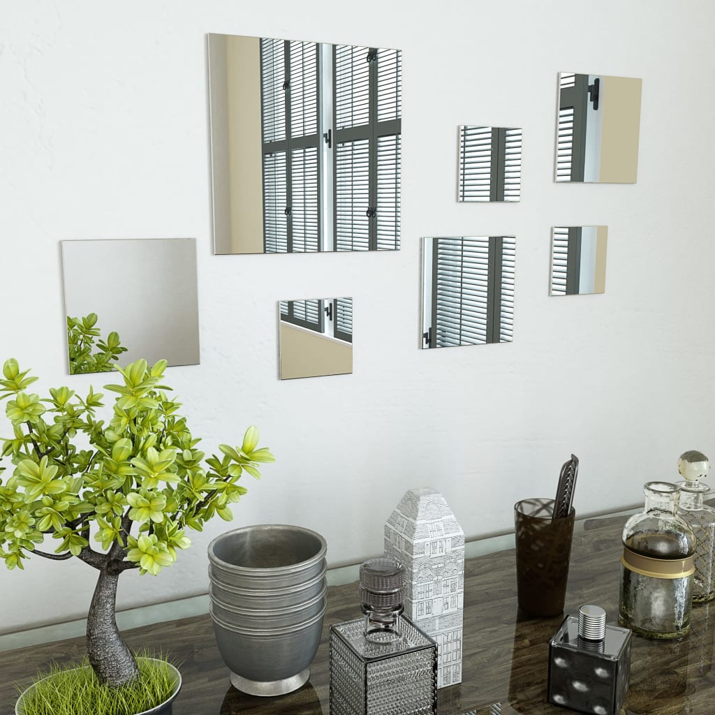 7-teiliges Wandspiegelset Quadratisch Glas