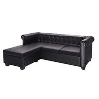 Thumbnail for Chesterfield Sofa in L-Form Kunstleder Schwarz