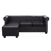Thumbnail for Chesterfield Sofa in L-Form Kunstleder Schwarz