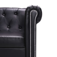 Thumbnail for Chesterfield Sofa in L-Form Kunstleder Schwarz