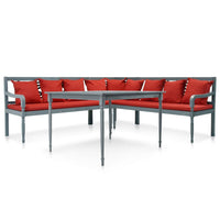Thumbnail for 4-tlg. Garten-Lounge-Set Massivholz Akazie Grau und Rot