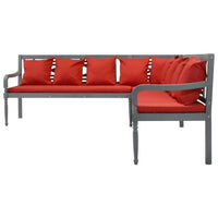 Thumbnail for 4-tlg. Garten-Lounge-Set Massivholz Akazie Grau und Rot