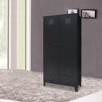 Thumbnail for Kleiderschrank Metall Industrie-Stil 90 x 40 x 180 cm Schwarz