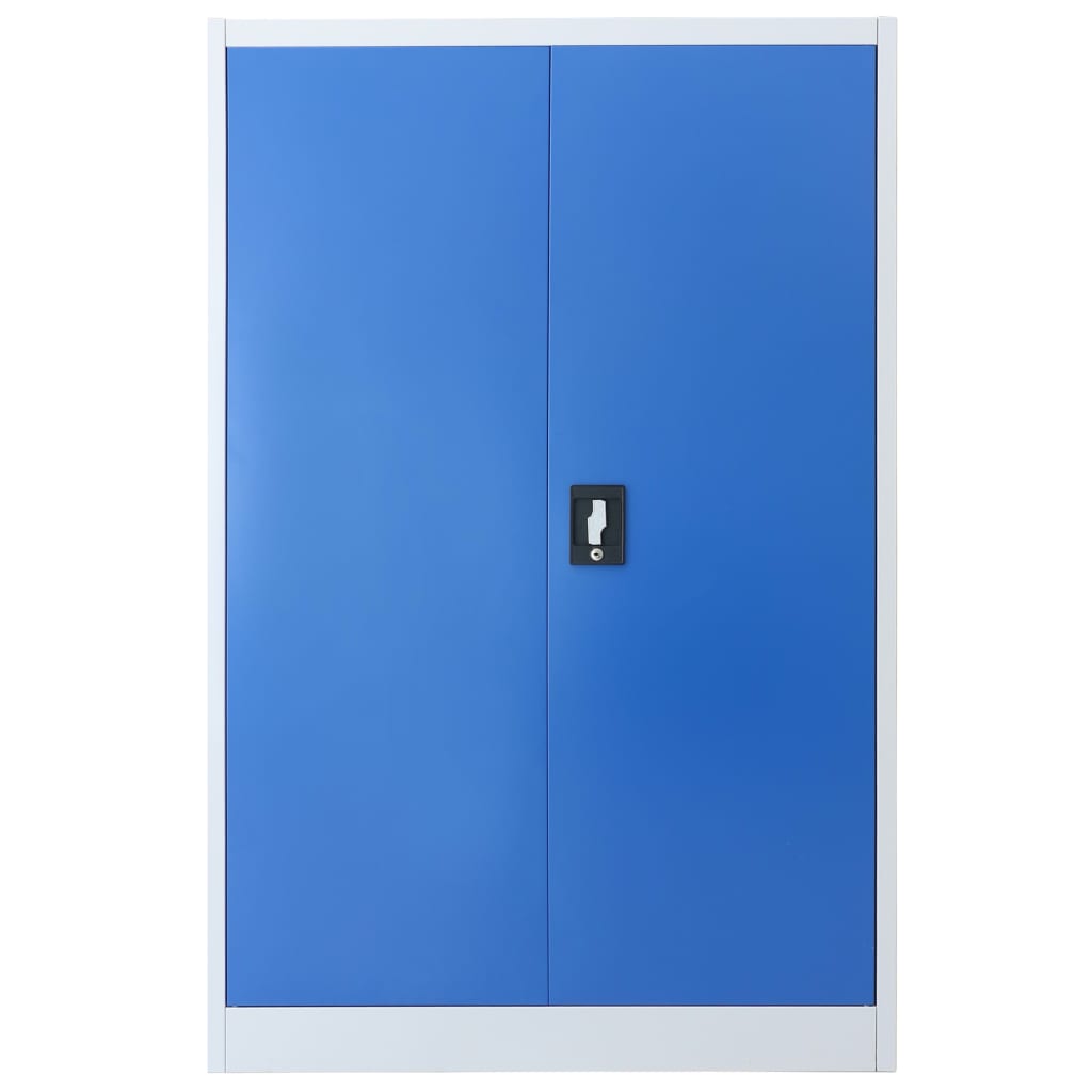 Büroschrank Metall 90x40x140 cm Grau und Blau