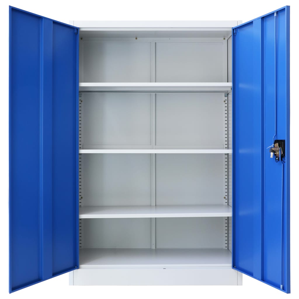 Büroschrank Metall 90x40x140 cm Grau und Blau