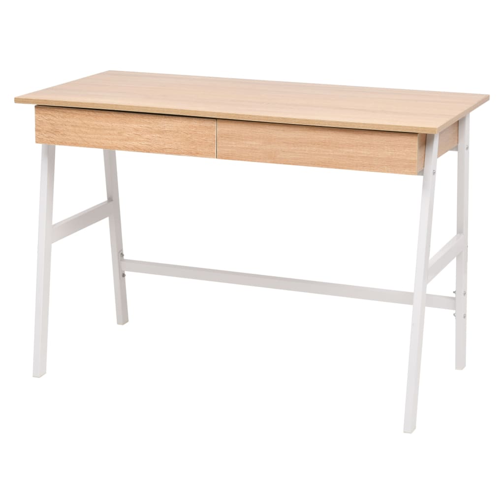 Schreibtisch 110×55×75 cm Eichenbraun und Weiß