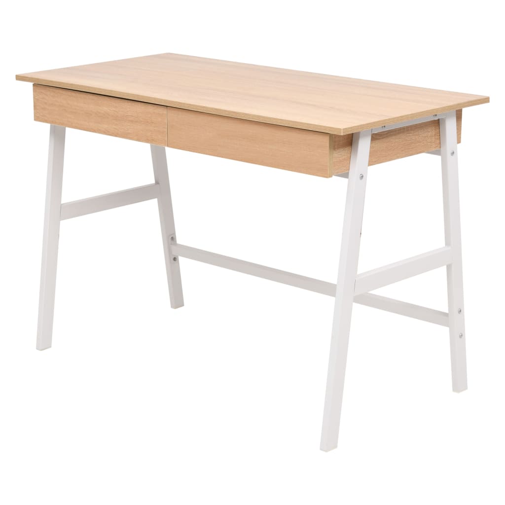 Schreibtisch 110×55×75 cm Eichenbraun und Weiß