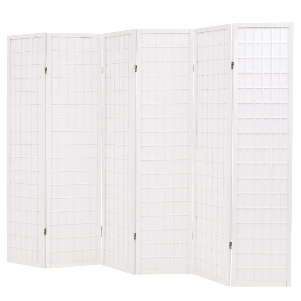 6-tlg. Raumteiler Japanischer Stil Klappbar 240 x 170 cm Weiß